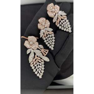 Pendientes de Diamantes Naturales de 14Kt de Diseño, para Fiestas, con Diamantes Reales - Product Image 3