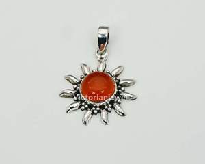 925 plata esterlina sólida Julio piedra colgante estilo Sol cornalina roja con ajuste de bisel colgantes y dijes finos - Product Image 2