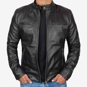 Customized Logo Printed Vintage Premium Quality <b>Men's</b> <b>Leather</b> <b>Jacket</b> with Stand Collar and Stylish Pocket Design <b>jacket</b> for <b>men</b> - Product Image 1