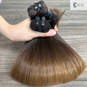 Ombre Brown Silky Straight Double Drawn Trama Paquete de cabello crudo Cutícula alineada Sun Hair Company Extensiones de cabello humano vietnamita de lujo - Product Image 6