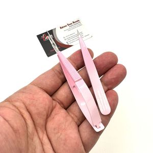 Pince à sourcils rose blanc Ombre avec logo personnalisé Ciseaux à ressort à sourcils inclinés en acier durable - Product Image 6