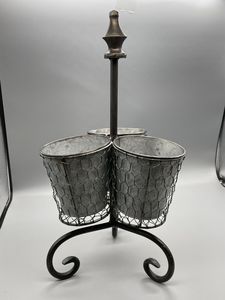 Decorative Galvanized Metal Cutlery Holder with Wire Cage Stand Restaurant Kitchen Utensils Holder in Best Price - Product Image 6