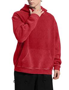 Sweats à capuche surdimensionnés personnalisés de couleur unie grande taille pour hommes capuche réglable détails côtelés mode avant Streetwear sweats à capuche unisexe - Product Image 3