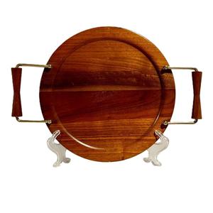 High Trending Farmhouse Vintage Round Wooden <b>Charger</b> Plate Storage Tray Rustic Distressed Wooden - Product Image 4