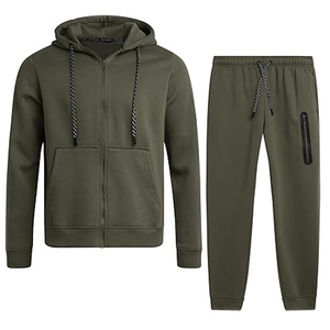 Conjunto de 2 piezas de chándal de manga larga con capucha de Jacquard para hombre, pantalones de chándal para correr, chándal - Product Image 5