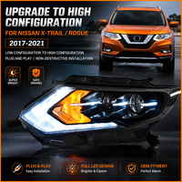 Pour Nissan X-Trail Rouge 2017-2021 : Ensemble de phares améliorés à configuration avancée avec projecteur à lentille Bi-LED et clignotants séquentiels