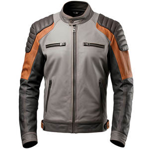 Veste en cuir de vache tendance pour homme, toile, hiver, imperméable, respirante, doublure en coton anti-UV, style moto et motard - Product Image 5