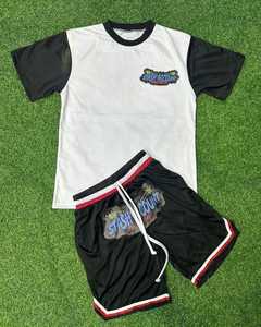 Conjunto de camisa de pantalones cortos de satén transpirable de primera calidad 2025 conjuntos de camisetas con estampado de sublimación conjunto de pantalones cortos de algodón nuevos personalizados para hombres - Product Image 4