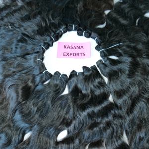 Paquete de ondas naturales de templo indio crudo cutícula virgen alineada cabello de mujer negro sin procesar trama doble estilo de máquina de cabello humano - Product Image 4