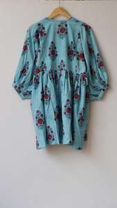 Vestido Midi de algodón bohemio informal de verano para mujer, silueta holgada, estampado de bloque Floral largo, cintura Natural, Mini transpirable - Product Image 6