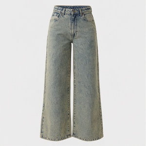 Pantalones Vaqueros de Pierna Ancha para Mujer, de Alta Calidad, Cómodos, de Mezclilla, Color Personalizado, Estilo Casual, Holgados - Product Image 1