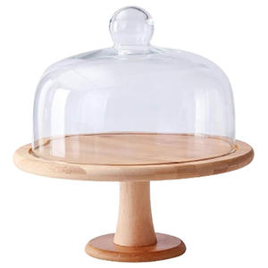 Vente en gros Support à gâteau rond en <span class=keywords><strong>bois</strong></span> de bambou avec couvercles Base Lazy Susan Plateaux de service pour les fêtes de mariage - Product Image 1