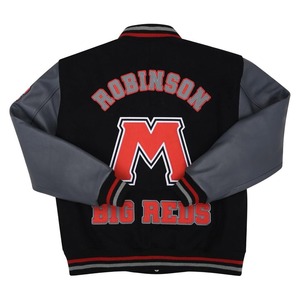 Veste universitaire en laine OEM, veste Letterman personnalisable avec fermeture à bouton-pression et logos d'équipe - Product Image 2