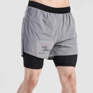 100% Polyester High Waist <b>Gym</b> <b>Shorts</b> Double Layer Breathable Plain Dyed Solid Pattern Lace Eco-Friendly Casual Style OEM Service - Product Image 3