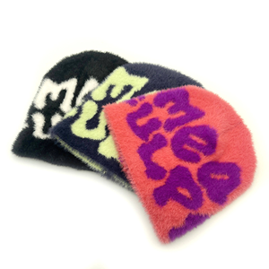 Bonnet d'hiver personnalisable de haute qualité chaud Jacquard Mohair élégant chapeau Logo ajustement parfait temps froid avec dessin animé à carreaux - Product Image 3