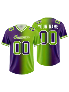 Camiseta de Fútbol Personalizada con Cuello en V y Manga Corta en Degradado Verde Azulado y Morado, Nombre del Equipo y Número Impresos, Tejido Transpirable Antibacteriano - Product Image 3
