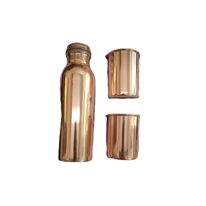 Verres en cuivre unisexe de 500ml faits à la main nouveau design bouteille de santé en métal couvercle à boire direct forme de taille personnalisée pour le fitness - Product Image 5