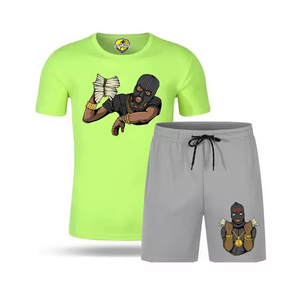 Gangster's T-shirt and Shorts Digital Printing Custom Made 100% Cotton <b>Tshirt</b> and Mask Shorts Sleeves Fit Size - Product Image 6