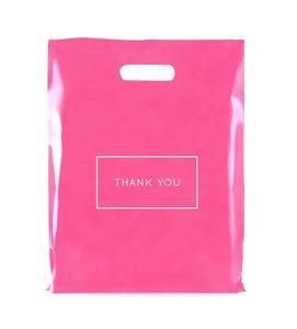 Vente en gros de sacs gousset en plastique PEHD PE-BD découpé à l'emporte-pièce avec logo personnalisé avec poignée pour emballage de friandises pour la boutique de cadeaux bonbons shopping - Product Image 4