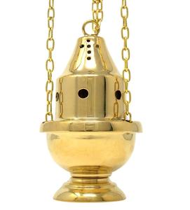 Quemador de incienso colgante de latón, Loban quemador, quemador Bakhoor, soporte Sambrani Dhoop Dani, acabado dorado para uso multiusos. - Product Image 1