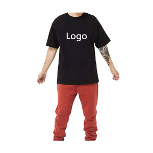 เสื้อยืดคอตตอนสีดำทรงโอเวอร์ไซส์สำหรับผู้ชาย พิมพ์ลายโลโก้ด้านหน้า แขนสั้น คอกลม ทรงพอดีตัว สไตล์ลำลอง - Product Image 6
