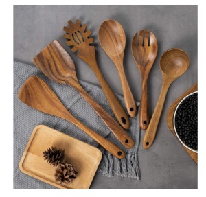 Spatule à mélanger et à cuire en bois Ensemble de cuisine en bois à long manche de 2 SERVICE À SALADE EN BOIS LOT DE 2 KETCHENWAR UNIQUE FAIT À LA MAIN - Product Image 4