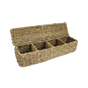 Cesta Rectangular de Yute, Paja de Arroz y Pasto Marino, Cesta de Mimbre Tejida para Lavandería, Caja de Almacenamiento, Organizador de Ropa, Decoración del Hogar - Product Image 1