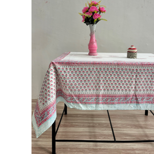 Mantel de Algodón Estampado a Mano Étnico, con Rayas Florales Boho, Decoración para el Comedor - Product Image 2