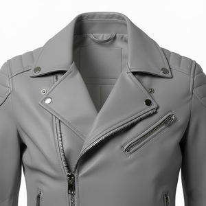 Oversized Grey Leather Motorbike <b>Jacket</b> <b>Women</b> Custom Bulk Wholesale Factory Price Genuine Biker Style Ladies Fashion Gear <b>Jacket</b> - Product Image 5