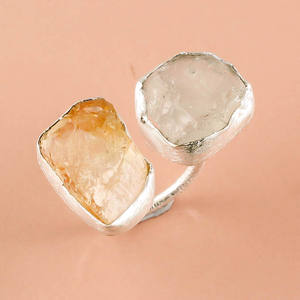 Bague de mode en argent Sterling 925 pour femmes à la mode faite à la main améthyste naturelle aigue-marine pierres précieuses bijoux fabricant d'argent 925 - Product Image 2