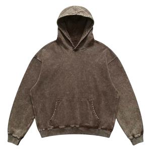 Sweat à capuche confortable lavé à l'acide pour hommes basiques durables coton mélangé anti-rides hommes sweat à capuche lavé à l'acide avec couleur personnalisée 2026 - Product Image 1