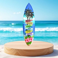 Planche de surf hawaïenne de plage tropicale faite à la main 50 cm Art mural suspendu avec palmiers et fleur d'hibiscus