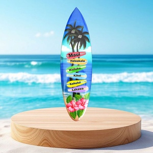 กระดานโต้คลื่น<span class=keywords><strong>ฮาวาย</strong></span>ชายหาดเขตร้อนงานแฮนด์เมดศิลปะแขวนผนัง50ซม. <span class=keywords><strong>ต้น</strong></span>ปาล์มและดอกชบา - Product Image 2