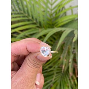 Bague en argent 925 avec cristal de quartz en forme de cœur, bijoux élégants et féminins - Product Image 3
