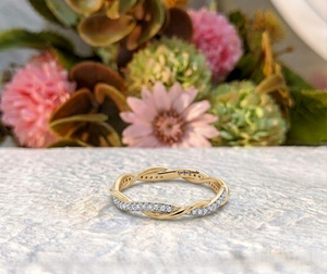 LURBA JEWELS 14K Yellow Gold Twisted Infinity Moissanite Certified Wedding Band Women Pave Band Stackable <b>Ring</b> Minimalist <b>Ring</b> - Product Image 4