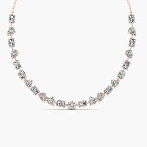 925 Sterling <b>Silver</b> Multi Shape Diamond <b>Necklace</b> from India | Artistic Blend of <b>Heart</b> & Pear Cuts - Product Image 2