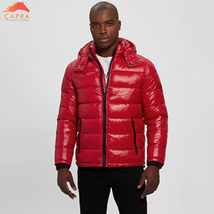 Men's <b>Thin</b> Hooded Long <b>Waterproof</b> Breathable Polyester Puffer <b>Jacket</b> Stand Collar Custom Logo Wholesale High Street Style Winter - Product Image 2
