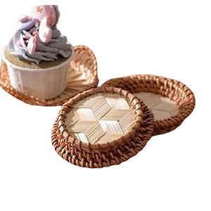 BOHO Kitchen Table Decor Table Coasters <b>Mats</b> Set Premium Quality <b>Rattan</b> <b>Mats</b> & Pad Table Decoration Wedding <b>Rattan</b> Coasters Pads - Product Image 6