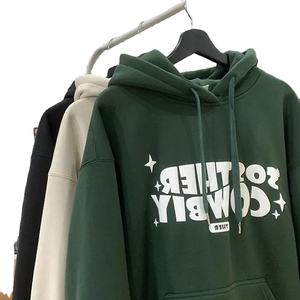 เสื้อมีฮู้ดแบบสวมหัวมีกระเป๋าสีทึบผ้าคอตตอน100% ออกแบบได้ตามต้องการสำหรับฤดูใบไม้ร่วงโลโก้3D กราฟิกสำหรับเสื้อฮู้ด - Product Image 1