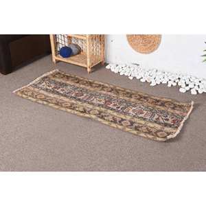 Alfombra de área grande turca Vintage tradicional Beige 2,1X4,8 pies abstracto de látex de lana para habitación de adolescente diseño de pasillo rectangular - Product Image 3