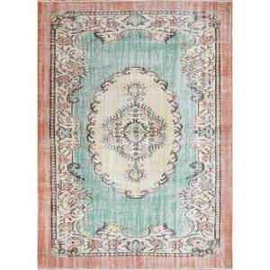 Tapis en laine vintage 9x12 noué à la main, motifs abstraits rectangulaires en puzzle rouge-orange pour entrée et couloir - Pae-3307 - Product Image 1