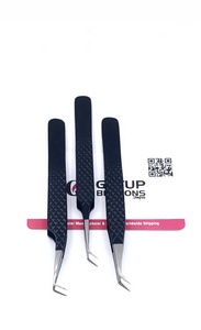 Pince à épiler pour cils GETUP BROSONS IMPEX Midnight Powder Coating 45/90 degrés, pointe droite en fibre, acier inoxydable, outil de beauté - Product Image 5
