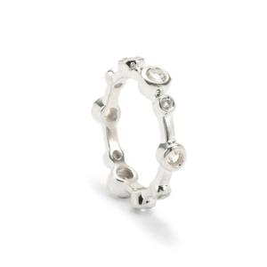 Bague en topaze blanche 1 carat, taille poire, plaquée rhodium, argent sterling, bague géométrique avec pierre précieuse - Product Image 1