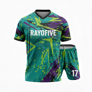 Uniforme de Fútbol Personalizado para Adultos, Fabricado en Fábrica, con Números de Equipo, Cuello en V, 100% Poliéster Transpirable, Impreso a Color, con Logotipo Personalizado - Product Image 1