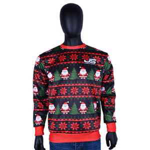 Unisex Winter <b>Christmas</b> Gnome Solid <b>Fleece</b> Polyester/Cotton Breathable Zipper Pullover Sweatshirt - Product Image 3