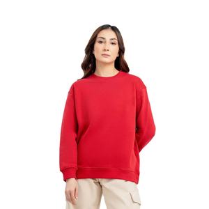 Sudadera con logotipo personalizado para mujer, sudadera Lisa roja de moda para mujer, Jersey de algodón y poliéster de peso pesado, ideal para uso en otoño e invierno - Product Image 2