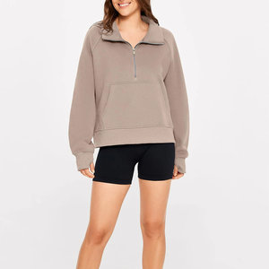 Sudadera de mujer, fabricante de ropa deportiva, sudaderas con capucha para mujer, sudadera con media cremallera, sudaderas con capucha transpirables informales para mujer - Product Image 3