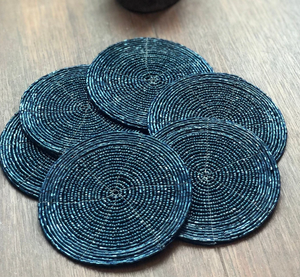 High Quality <b>Coasters</b>, Set of 6, Handmade <b>Beaded</b> <b>Coasters</b>, Decorative Cup <b>Coasters</b> - Product Image 1