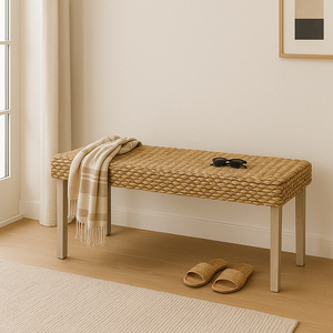 Banc solide Chania élégant et confortable, jacinthe d'eau naturelle, intérieur moderne et durable, pour patio, école et hôtel, prêt à être expédié - Product Image 1