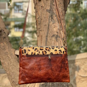 Cheveux sur sac à main en cuir de vachette imprimé léopard sac à bandoulière en cuir véritable de luxe occidental multi-usages patchs pour femmes - Product Image 5